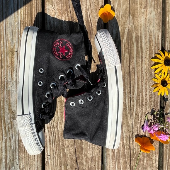 💕Black & hot pink fold down converse - Picture 8 of 12